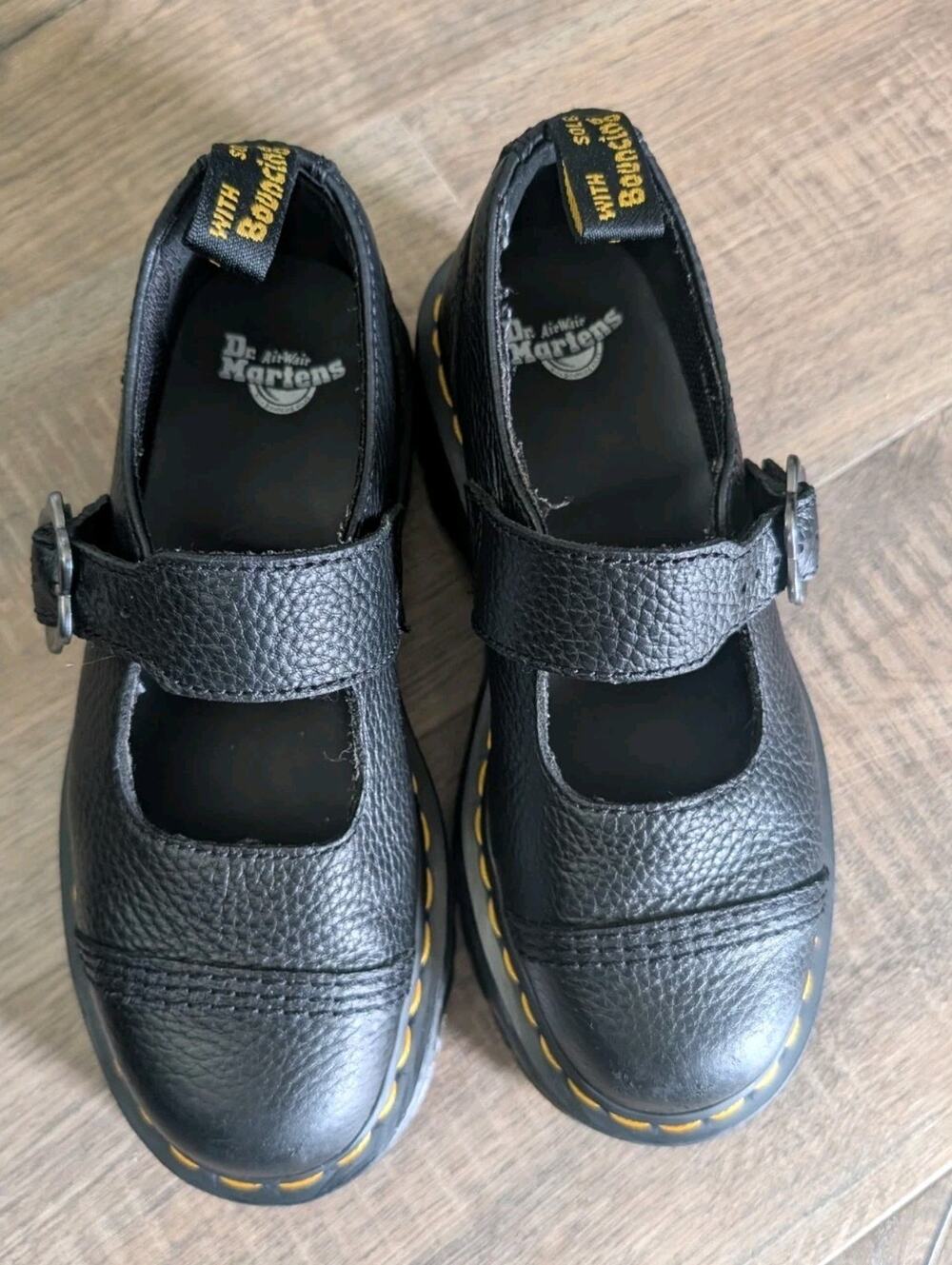 Dr. Martens Addina Flower Platform Mary Jane Black Leather UK 4 US 6